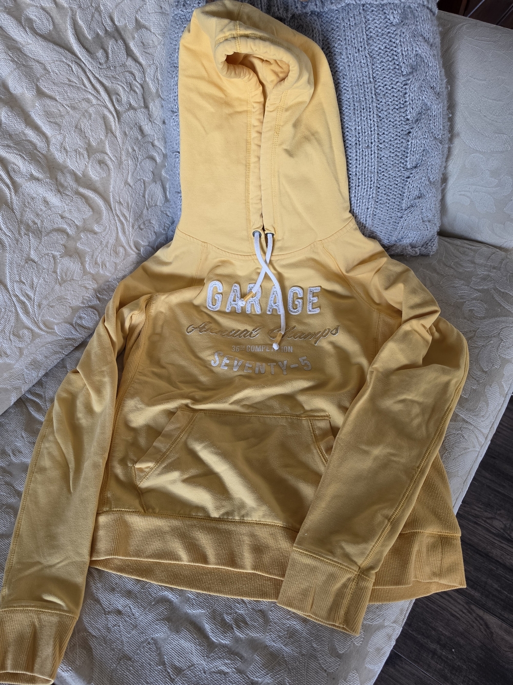 Garage Vintage Yellow Hooded Sweatshirt with Front Pocket